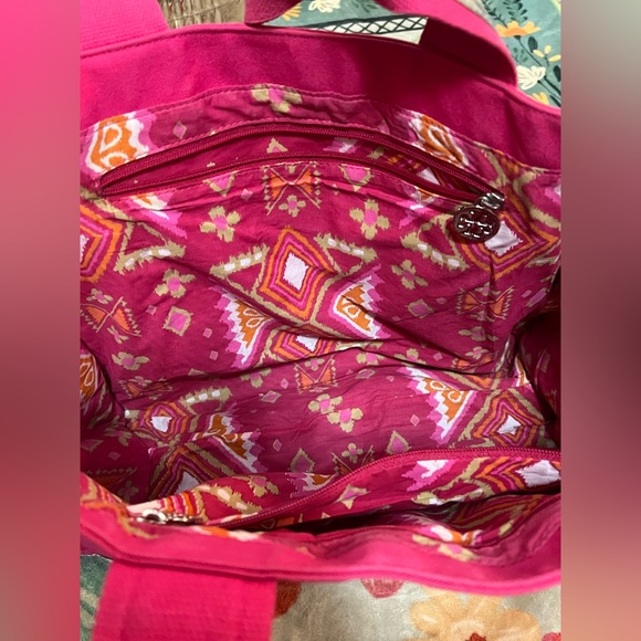 Tory Burch Ella Canvas Tote in Hot Pink - Picture 12 of 15